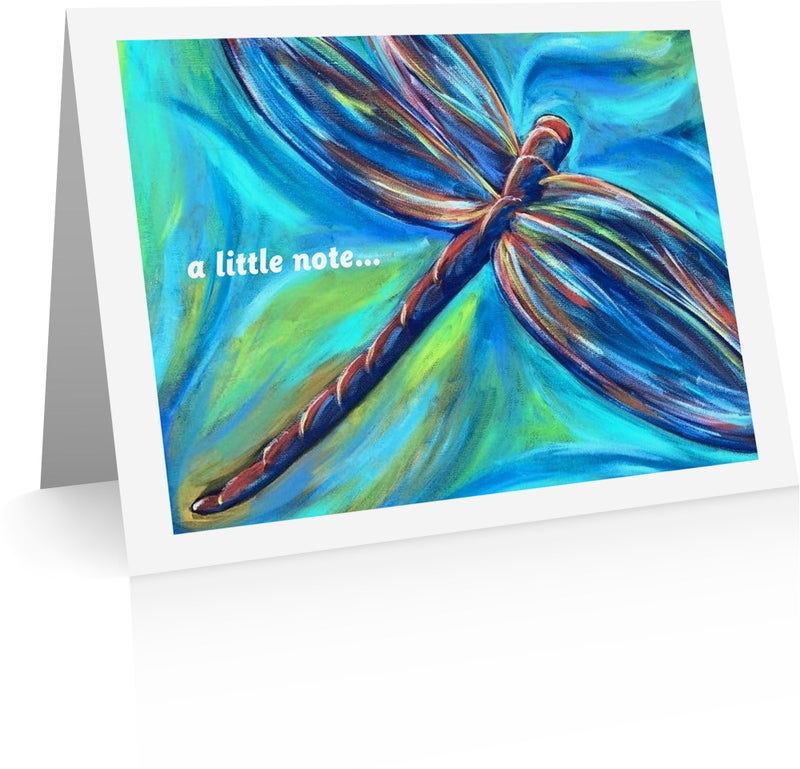 Little Notes by Comptime Dragonfly Note Cards (12 Foldover Cards and Envelopes) Butterfly Thank You Cards
